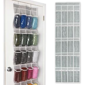 Samsill Over The Door Hanging Yarn Bag Holds 20 Skeins, Clear Expandable Compartments with Individual Holes Allow Easy Access to Yarn, Dustproof Crochet and Yarn Bag for Organizing Craft Supplies