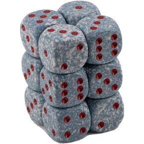 Chessex Dice d6 Sets: Air Speckled - 16mm Six Sided Die (12) Block of Dice