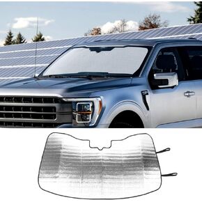 Linskip Custom Sunscreen Windshield Sunshade for 2021 2022 2023 2024 Ford F150, Sun Shade Interior Accessories, Reflective Outer Layer Sun Visor
