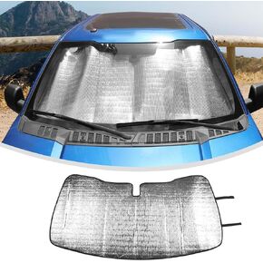 Linskip مظلة واقية من الشمس مخصصة للزجاج الأمامي لعام 2021 2022 2023 2024 Ford F150، ملحقات داخلية لمظلة الشمس، طبقة خارجية عاكسة للشمس