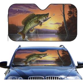 Dujiea Car Front Window Sunshade,Fish Foldable Auto Windshield Sun Shade Uv Heat Sun Visor Protector-Keeps Your Vehicle Cool- 51 x 27.5 in