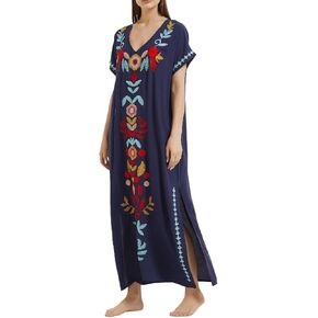 فساتين قفطان نسائية مطرزة، قفطان طويل للشاطئ من رايون بيكيني in Kuwait