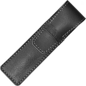 Full Grain Thick Hard Buffalo Genuine Leather Single Pen Pencil Case Holder Pouch Black