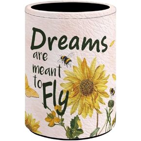 Babrukda She's Sunshine Sunflower Print Pencil Holder Pen Holder, Cylinder Pen Pencil Cup for Home Office, Desktop Stationery Organizer Desk Accessories Women Makeup Brush Holder Stand Cup Pot
