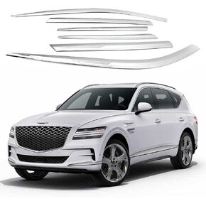 مجموعة أقنعة النافذة الواقية من المطر بشريط من AUTOCLOVER مكونة من 6 قطع لسيارة Genesis GV80 2021 2022 2023 2024 / عاكسات النوافذ، ظلال فتحات التهوية خارج القناة (كروم) in Kuwait