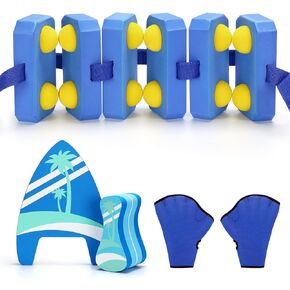 Aquatic Fitness Set 5PCS, Swim Kickboard, 2PCS Foam Barbells Pool Resistance Gloves, Aquatic Swim Belt for Water Exercise, Swimming Pull Buoy Set