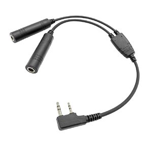 GA Dual Plugs General Aviation Headphones to K1 2-Pin Prong Two Way Radio Walkie Talkie Adapter Pilot Headset Connector Convert Cable Cord for Baofeng UV-5R BF-888S BF-F8HP Kenwood Retevis