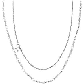 SLUYNZ 925 Sterling Silver Star Layered Necklace Chain for Women Teen Girls Shiny Star Choker Necklace Minimalism Layering Chain