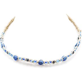 BlueRica Hemp Choker Necklace with Fimo Disc Glass Bead Dolphin