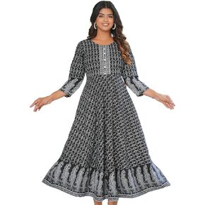 Yash Gallery Women's Rayon Geomatrical Jamdani Printed Kurta for Mother's Day
