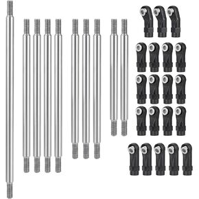 RCHUBAM SCX10 Chassis Linkage Kit Stainless Steel RC Crawler Link Rod End Set Compatible with 1/10 Axial SCX10 AXI90075 UMG10 II RC Crawler Car Wheelbase Upgrade Parts