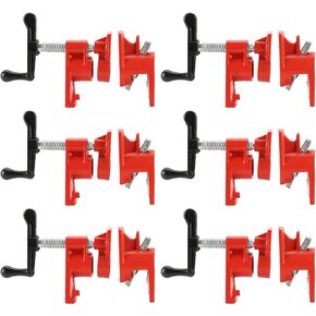 1/2" Wood Gluing Pipe Clamp Set with Unique Foot Design Red Heavy Duty Bar Clamps Cast Iron Quick Release Pipe Clamp Tools for Woodworking (6, 1/2")
