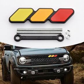 1 PC Car Slotted Grille Decorative Label, 4.72" x 0.98" Thickened ABS Sports Style Center Grille Three-color Label, Personalized Accessory, for Toyota Tacoma 4Runner (Black #American Flag)