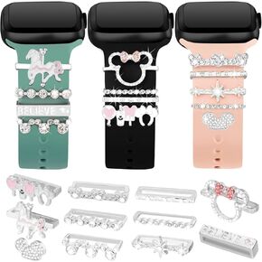 Watch Band Charms, Upgrade Your Watch Strap with Stylish Decorative Rings Loops Compatible with Apple Watch Bands 45mm 44mm 42mm 41mm 40mm, Cute Watch Accessories for iWatch Series 8 7 6 5 4 3 2 1 (No Band)