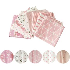 Quilting Fabric 8pcs 20" x 20" (50cm x 50cm) Pink Fat Quarter Natural Cotton Craft Fabric Bundle Patchwork Pre-Cut Quilt Squares for DIY Sewing Scrapbooking Quilting Dot Pattern