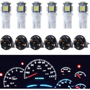 الجليد الأزرق T10 لمبات LED أضواء داش لوحة أجهزة القياس لوحة القياس 2825 194 W5W مصباح داخلي للسيارة مع مآخذ قفل تويست PC195 PC194 PC168، 12 فولت مشرق للغاية، حزمة من 6