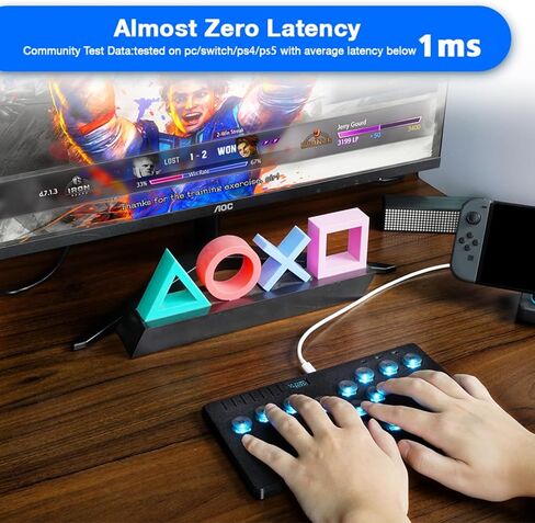 لوحة مفاتيح للألعاب، عصا أركيد للتحكم في الألعاب فلات بوكس ​​ألترا - تدعم شاشة SOCD وOLED، مفاتيح التبديل الميكانيكية، مناسبة لأجهزة الكمبيوتر/PS3/PS4/PS5/Switch مع TURBO in Kuwait