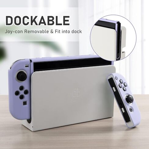 Switch OLED Case for Nintendo Switch OLED Model, Dockable Cover Soft TPU Protector Case for Switch OLED Grips & Console and Accessories with 2 Pcs Thumb Caps, Black in Saudi Arabia