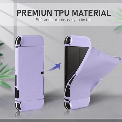 Switch OLED Case for Nintendo Switch OLED Model, Dockable Cover Soft TPU Protector Case for Switch OLED Grips & Console and Accessories with 2 Pcs Thumb Caps, Black in Saudi Arabia