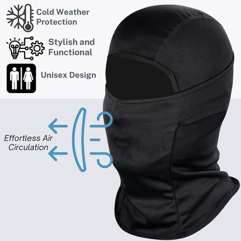قناع التزلج الأسود شيستي - قناع الوجه بالاكلافا للرجال والنساء - يستخدم لركوب الدراجات النارية والرياضات الخارجية والتنقل. in Kuwait