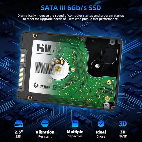 1 تيرابايت SSD SATA III 2.5 بوصة SSD داخلي، سرعة قراءة تصل إلى 570 ميجابايت/ثانية، 6 جيجابايت/ثانية، تقنية NAND ثلاثية الأبعاد، محرك أقراص الحالة الصلبة الداخلي SSD، لسطح المكتب والكمبيوتر المحمول (أسود) in Kuwait