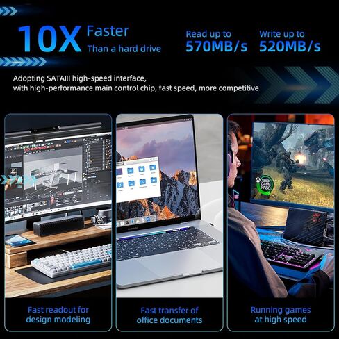 1 تيرابايت SSD SATA III 2.5 بوصة SSD داخلي، سرعة قراءة تصل إلى 570 ميجابايت/ثانية، 6 جيجابايت/ثانية، تقنية NAND ثلاثية الأبعاد، محرك أقراص الحالة الصلبة الداخلي SSD، لسطح المكتب والكمبيوتر المحمول (أسود) in Kuwait