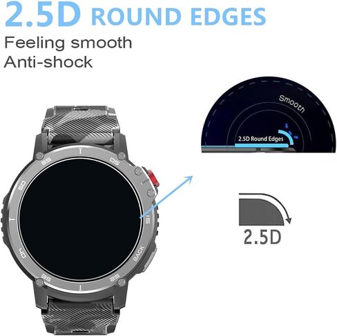 Compatible for Rapocon Military Smart Watches Screen Protector (3 Pack) Compatible for LACZ DENTON 1.6" C22 Smart Watch 9H Tempered Glass Film in Saudi Arabia