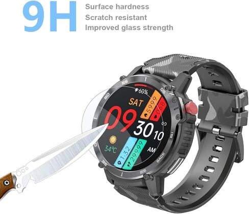 Compatible for Rapocon Military Smart Watches Screen Protector (3 Pack) Compatible for LACZ DENTON 1.6" C22 Smart Watch 9H Tempered Glass Film in Saudi Arabia