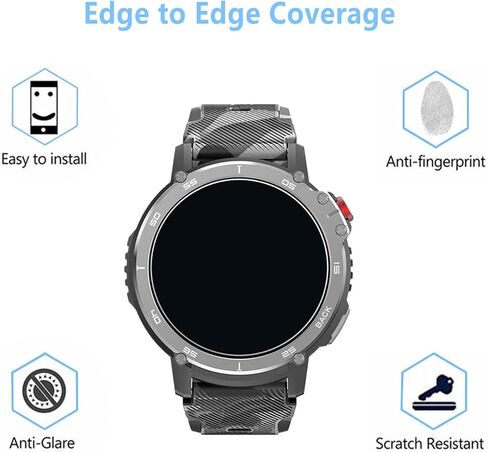 Compatible for Rapocon Military Smart Watches Screen Protector (3 Pack) Compatible for LACZ DENTON 1.6" C22 Smart Watch 9H Tempered Glass Film in Saudi Arabia
