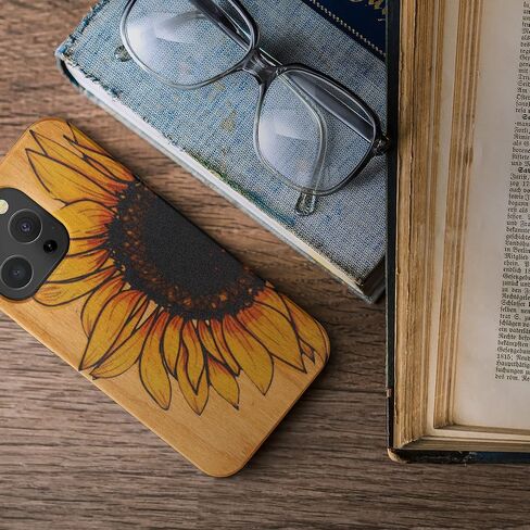 حافظة خشبية kwmobile متوافقة مع حافظة هاتف Apple iPhone 13 Pro - غطاء - خشب عباد الشمس أصفر/بني داكن/بني فاتح in Saudi Arabia