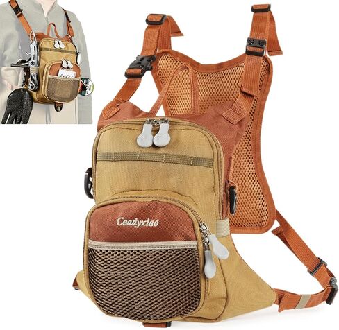 حقيبة صدر لصيد الأسماك، حقيبة صدر لصيد الأسماك مقاومة للماء للاستخدام في الهواء الطلق مع مقصورات متعددة، حقيبة صيد صغيرة تناسب ما يصل إلى 4 صناديق معالجة/ذبابة in Kuwait