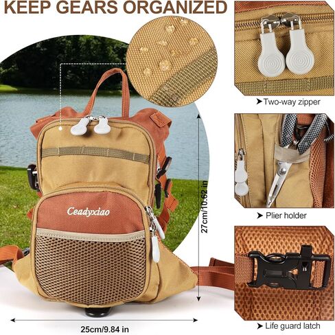 حقيبة صدر لصيد الأسماك، حقيبة صدر لصيد الأسماك مقاومة للماء للاستخدام في الهواء الطلق مع مقصورات متعددة، حقيبة صيد صغيرة تناسب ما يصل إلى 4 صناديق معالجة/ذبابة in Kuwait