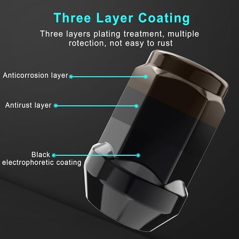 M12x1.5 HEX 3/4"(19mm) OEM Black Lug Nuts-Replacement for 2000-2018 Ford Focus, 2001-2023 Escape, 2006-2020 Fusion, 2005-2023 Chevy Equinox, 2011-2022 Mazda CX-5, 2003-2021 Mazda 3(Set of 20) in Kuwait