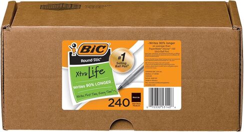 BIC Round Stic Xtra Life Ball Pen, Medium Point (1.0mm), Assorted Colors, 240-Count in Saudi Arabia