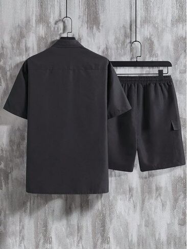 GORGLITTER Men's 2 Piece Short Sets Outfits Short Sleeve Button Down Shirt and Cargo Shorts Sets Outfits in Saudi Arabia