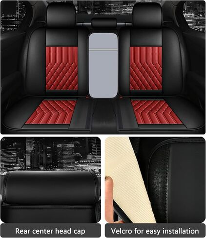 Universal Car Seat Covers Full Set, Leather Waterproof and Wear-Resistant Split Car Seat Cushions, 5 Seats Car Seat Cover Fit for Most Sedans SUV Pick-Up Truck (FullSet-BLACKNEW) in Saudi Arabia