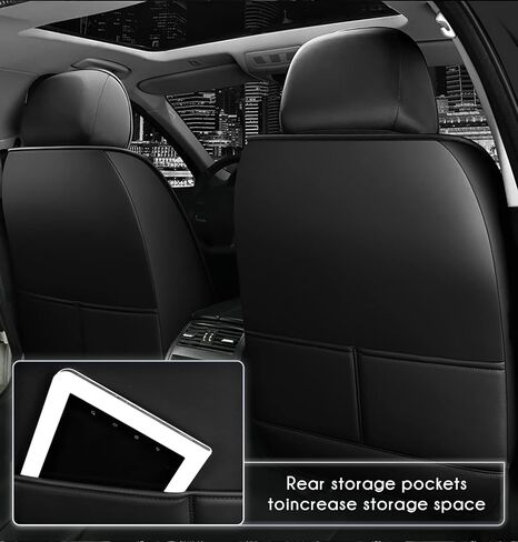 Universal Car Seat Covers Full Set, Leather Waterproof and Wear-Resistant Split Car Seat Cushions, 5 Seats Car Seat Cover Fit for Most Sedans SUV Pick-Up Truck (FullSet-BLACKNEW) in Saudi Arabia