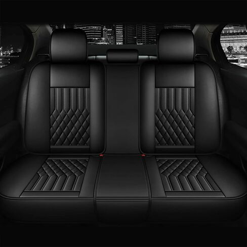 Universal Car Seat Covers Full Set, Leather Waterproof and Wear-Resistant Split Car Seat Cushions, 5 Seats Car Seat Cover Fit for Most Sedans SUV Pick-Up Truck (FullSet-BLACKNEW) in Saudi Arabia
