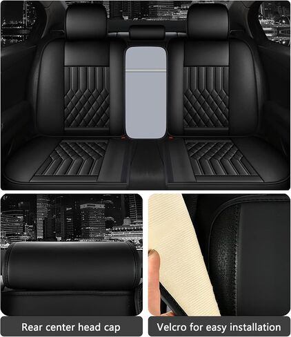 Universal Car Seat Covers Full Set, Leather Waterproof and Wear-Resistant Split Car Seat Cushions, 5 Seats Car Seat Cover Fit for Most Sedans SUV Pick-Up Truck (FullSet-BLACKNEW) in Saudi Arabia