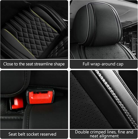 Universal Car Seat Covers Full Set, Leather Waterproof and Wear-Resistant Split Car Seat Cushions, 5 Seats Car Seat Cover Fit for Most Sedans SUV Pick-Up Truck (FullSet-BLACKNEW) in Saudi Arabia