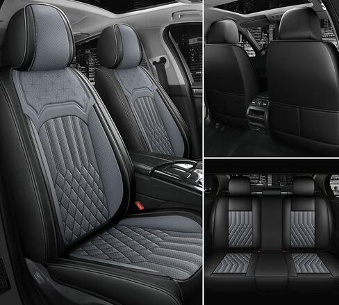 Universal Car Seat Covers Full Set, Leather Waterproof and Wear-Resistant Split Car Seat Cushions, 5 Seats Car Seat Cover Fit for Most Sedans SUV Pick-Up Truck (FullSet-BLACKNEW) in Saudi Arabia