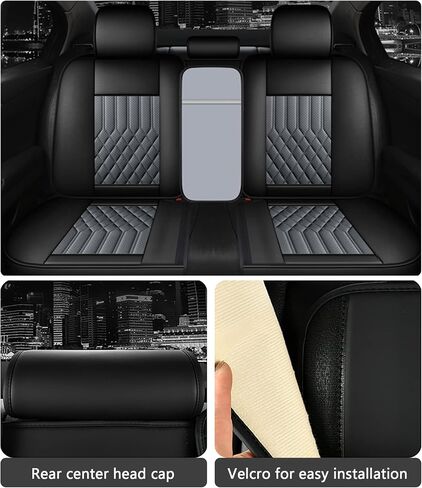 Universal Car Seat Covers Full Set, Leather Waterproof and Wear-Resistant Split Car Seat Cushions, 5 Seats Car Seat Cover Fit for Most Sedans SUV Pick-Up Truck (FullSet-BLACKNEW) in Saudi Arabia