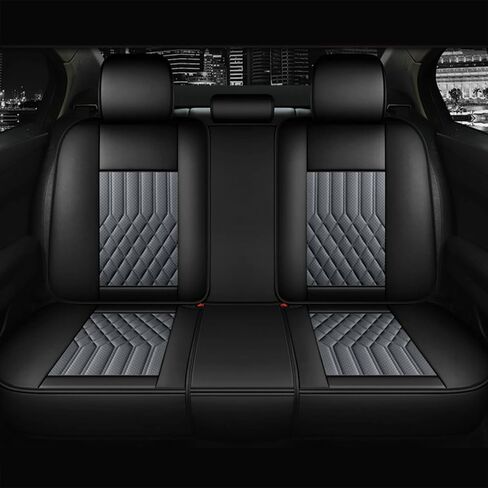Universal Car Seat Covers Full Set, Leather Waterproof and Wear-Resistant Split Car Seat Cushions, 5 Seats Car Seat Cover Fit for Most Sedans SUV Pick-Up Truck (FullSet-BLACKNEW) in Saudi Arabia