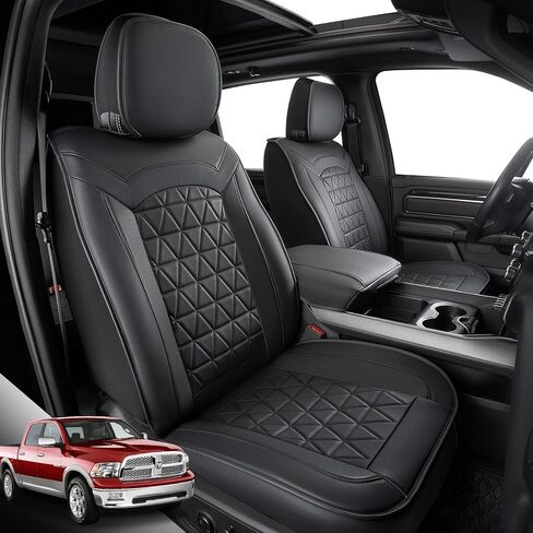 أغطية مقاعد Liner Master® ذات التغطية الكاملة لـ Dodge RAM 1500 2500 3500 Custom Fit 2019 2020 2021 2022 2023 2024 كابينة طاقم الشاحنة | Mega Cab فقط مع ملحقات السيارة الجلدية ذات المقعد المسطح in Kuwait