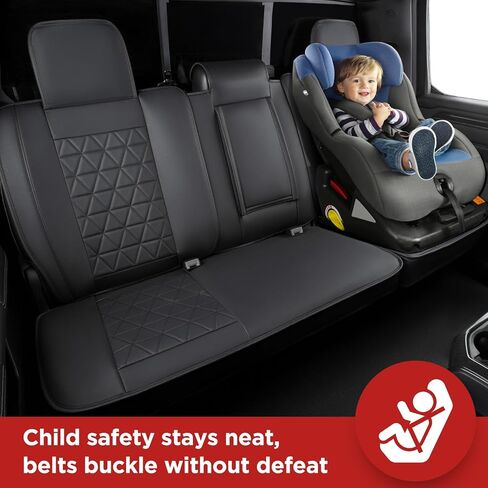 أغطية مقاعد Liner Master® ذات التغطية الكاملة لـ Dodge RAM 1500 2500 3500 Custom Fit 2019 2020 2021 2022 2023 2024 كابينة طاقم الشاحنة | Mega Cab فقط مع ملحقات السيارة الجلدية ذات المقعد المسطح in Kuwait