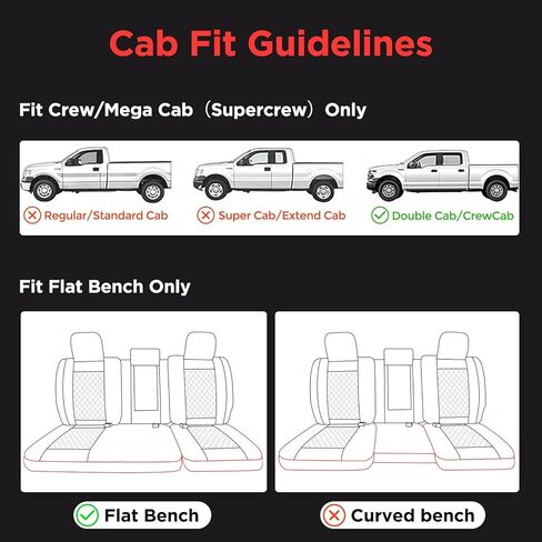 أغطية مقاعد Liner Master® ذات التغطية الكاملة لـ Dodge RAM 1500 2500 3500 Custom Fit 2019 2020 2021 2022 2023 2024 كابينة طاقم الشاحنة | Mega Cab فقط مع ملحقات السيارة الجلدية ذات المقعد المسطح in Kuwait