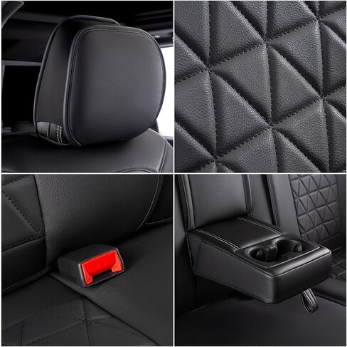 أغطية مقاعد Liner Master® ذات التغطية الكاملة لـ Dodge RAM 1500 2500 3500 Custom Fit 2019 2020 2021 2022 2023 2024 كابينة طاقم الشاحنة | Mega Cab فقط مع ملحقات السيارة الجلدية ذات المقعد المسطح in Kuwait