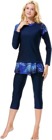 2 Pieces Modest Swimsuits for Women Girls Fully Covered Swimsuits Capri Pants Swimsuit Burkini in Saudi Arabia