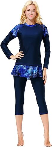 2 Pieces Modest Swimsuits for Women Girls Fully Covered Swimsuits Capri Pants Swimsuit Burkini in Saudi Arabia