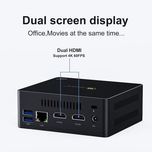 Beelink Mini PC, GK Mini W10 Pro,Intel Celeron J4125 Processor,8GB DDR4/256GB SSD,Gigabit Ethernet,4K HD,Dual HDMI,Dual WiFi,Bluetooth 4.0,Fan,Support Auto Power On in Saudi Arabia